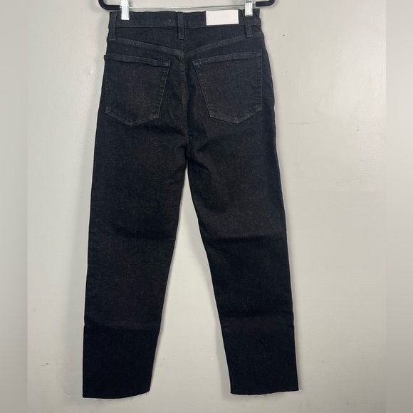 RE/DONE 70s Stove Pipe Jeans Raw Hem Washed Noir Black Buttonfly size 28 - Picture 7 of 10
